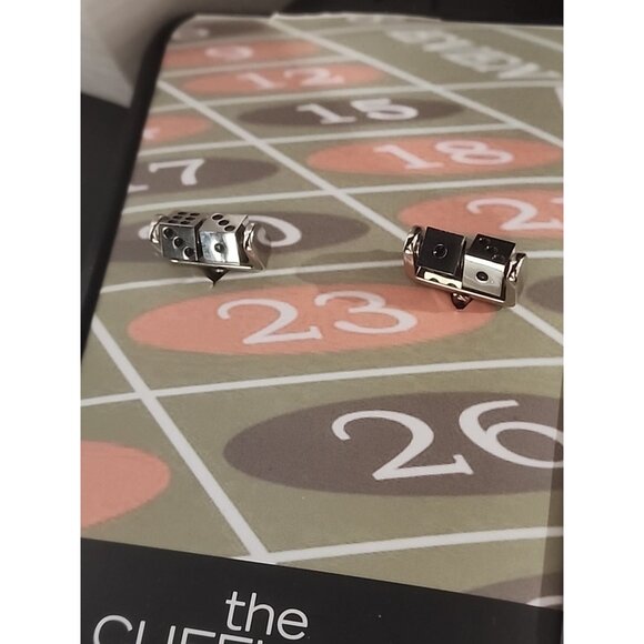 new MACYS vintage ROTATING rolling double Dice Cufflinks gambling casino metal - Picture 7 of 7